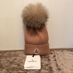 Authentic Moncler Ribbed Wool Pom Beanie Hat NWT